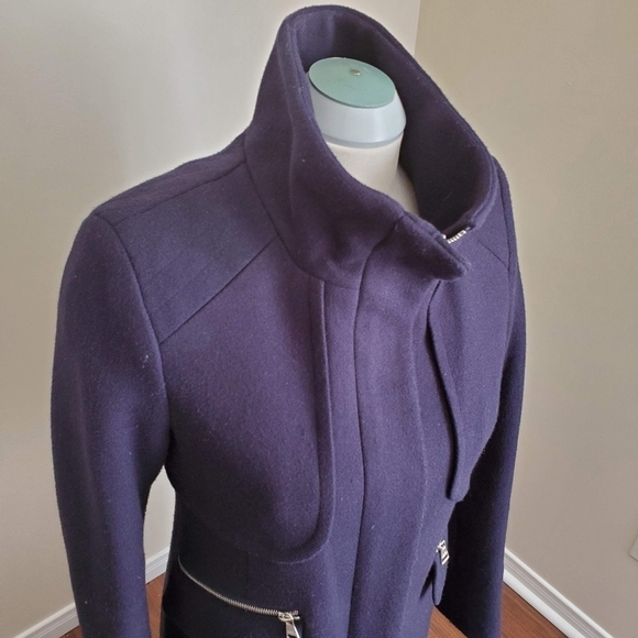 Karl Lagerfeld Wool Blended Stand-Collar Officer Coat Size Small - Picture 5 of 11